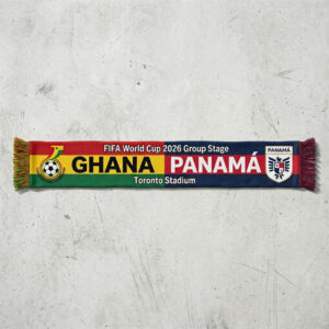 Global Soccer Event 2026 Ghana Vs Panama Football Scarf Yellow Navy