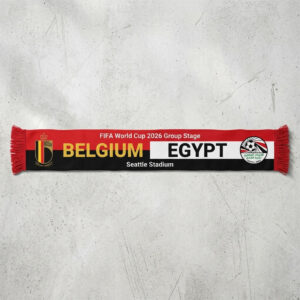 Global Soccer Event 2026 Belgium Vs Egypt Football Scarf Contrast Design