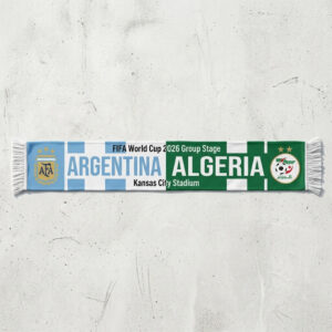Global Soccer Event 2026 Argentina Vs Algeria Football Scarf Light Blue