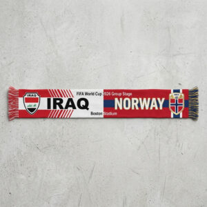 Global Soccer Event 2026 Iraq Vs Norway Football Scarf Dual Crest