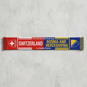 Global Soccer Event 2026 Switzerland Vs Bosnia And Herzegovina Football Scarf Red Blue