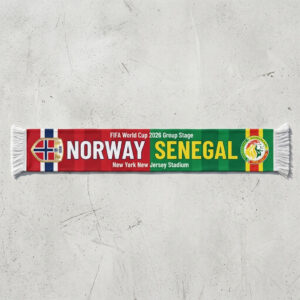 Global Soccer Event 2026 Norway Vs Senegal Football Scarf Houston Venue