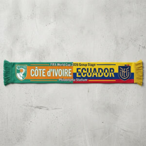 Global Soccer Event 2026 Côte D’Ivoire Vs Ecuador Football Scarf Group Stage