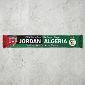 Global Soccer Event 2026 Jordan Vs Algeria Football Scarf Commemorative Knit