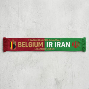 Global Soccer Event 2026 Belgium Vs IR Iran Football Scarf Fringed Edge