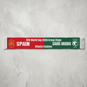 Global Soccer Event 2026 Spain Vs Saudi Arabia Football Scarf Atlanta Edition