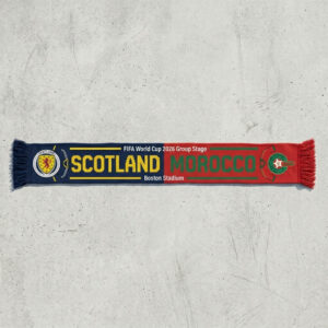 Global Soccer Event 2026 Scotland Vs Morocco Football Scarf Navy Red