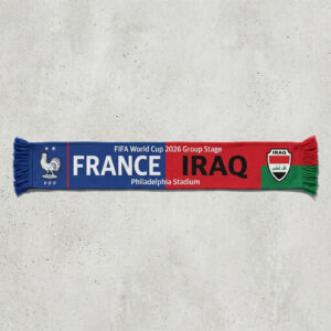 Global Soccer Event 2026 France Vs Iraq Football Scarf Bold Typography