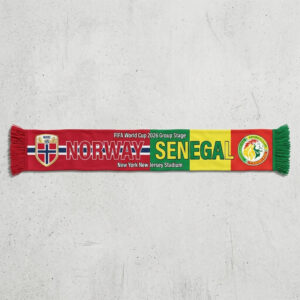 Global Soccer Event 2026 Norway Vs Senegal Football Scarf Bold Text