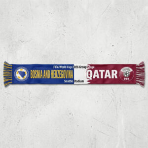 Global Soccer Event 2026 Bosnia And Herzegovina Vs Qatar Football Scarf Vibrant Print