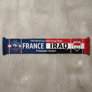 Global Soccer Event 2026 France Vs Iraq Football Scarf Match Souvenir