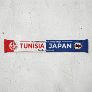 Global Soccer Event 2026 Tunisia Vs Japan Football Scarf Bold Typography