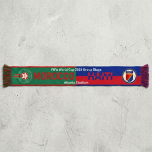 Global Soccer Event 2026 Morocco Vs Haiti Football Scarf Atlanta Stadium