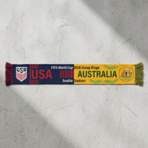 Global Soccer Event 2026 USA Vs Australia Football Scarf Split Design