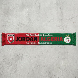 Global Soccer Event 2026 Jordan Vs Algeria Football Scarf Dual Color
