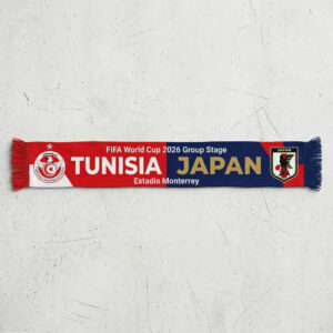 Global Soccer Event 2026 Tunisia Vs Japan Football Scarf Match Souvenir