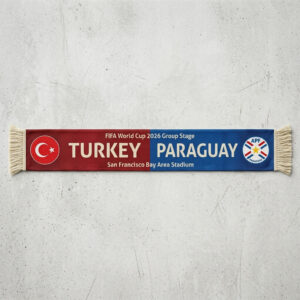 Global Soccer Event 2026 Turkey Vs Paraguay Football Scarf Vibrant Contrast