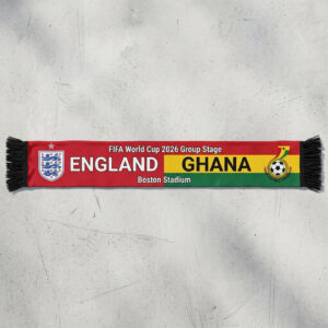 Global Soccer Event 2026 England Vs Ghana Football Scarf Fringed Ends