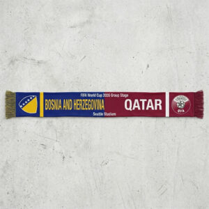 Global Soccer Event 2026 Bosnia And Herzegovina Vs Qatar Football Scarf Dual Crests
