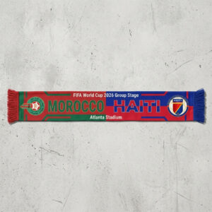 Global Soccer Event 2026 Morocco Vs Haiti Football Scarf Clear Text