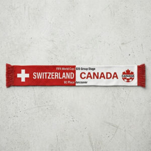 Global Soccer Event 2026 Switzerland Vs Canada Football Scarf Bold Text