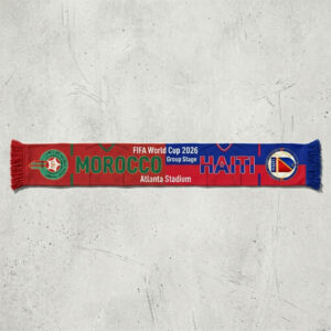 Global Soccer Event 2026 Morocco Vs Haiti Football Scarf Red Green