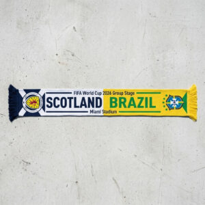 Global Soccer Event 2026 Scotland Vs Brazil Football Scarf Dual Logo