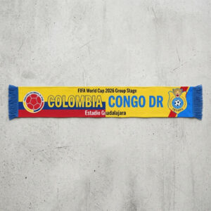 Global Soccer Event 2026 Colombia Vs Congo DR Football Scarf Red Yellow