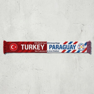 Global Soccer Event 2026 Turkey Vs Paraguay Football Scarf Symmetrical Layout