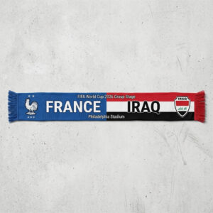 Global Soccer Event 2026 France Vs Iraq Football Scarf Blue Red