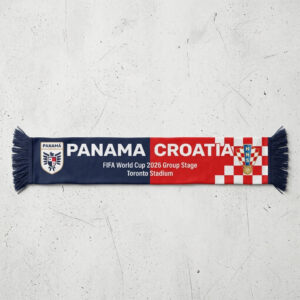 Global Soccer Event 2026 Panama Vs Croatia Football Scarf Fringed Edge