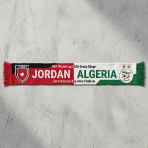 Global Soccer Event 2026 Jordan Vs Algeria Football Scarf SF Bay Area