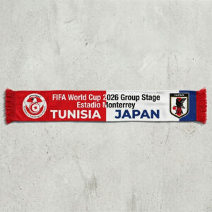 Global Soccer Event 2026 Tunisia Vs Japan Football Scarf Two Tone