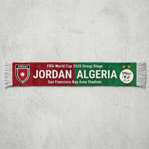 Global Soccer Event 2026 Jordan Vs Algeria Football Scarf Two Star