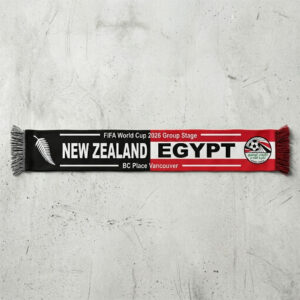 Global Soccer Event 2026 New Zealand Vs Egypt Football Scarf Bold Text
