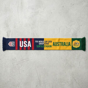 Global Soccer Event 2026 USA Vs Australia Football Scarf Fringed Edge