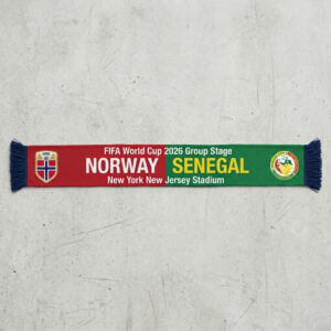 Global Soccer Event 2026 Norway Vs Senegal Football Scarf Dual Crest