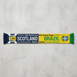 Global Soccer Event 2026 Scotland Vs Brazil Football Scarf Miami Edition