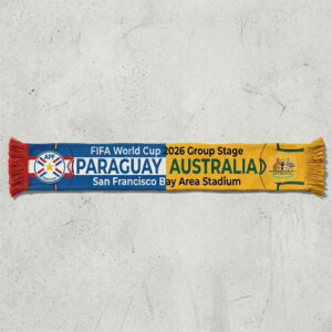Global Soccer Event 2026 Paraguay Vs Australia Football Scarf Dual Crests