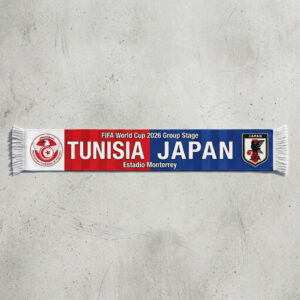 Global Soccer Event 2026 Tunisia Vs Japan Football Scarf National Emblems