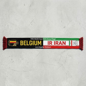 Global Soccer Event 2026 Belgium Vs IR Iran Football Scarf Vibrant Colors