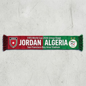 Global Soccer Event 2026 Jordan Vs Algeria Football Scarf Red Green