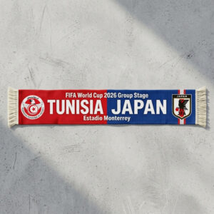 Global Soccer Event 2026 Tunisia Vs Japan Football Scarf Group Stage