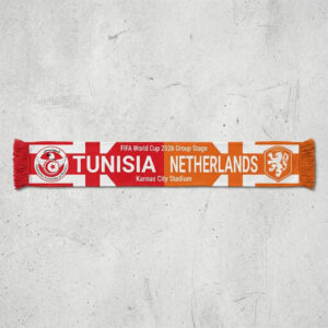Global Soccer Event 2026 Tunisia Vs Netherlands Football Scarf Nation Shields