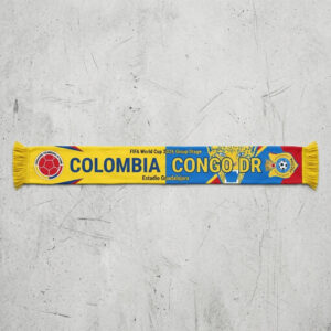 Global Soccer Event 2026 Colombia Vs Congo DR Football Scarf White Fringe