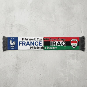 Global Soccer Event 2026 France Vs Iraq Football Scarf Fringed Ends
