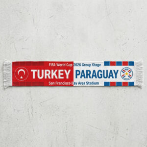 Global Soccer Event 2026 Turkey Vs Paraguay Football Scarf Dual Crest