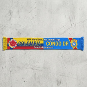 Global Soccer Event 2026 Colombia Vs Congo DR Football Scarf Bold Lettering
