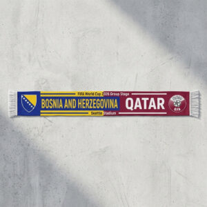 Global Soccer Event 2026 Bosnia And Herzegovina Vs Qatar Football Scarf National Logos