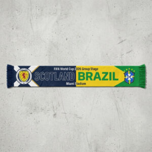Global Soccer Event 2026 Scotland Vs Brazil Football Scarf Half Split